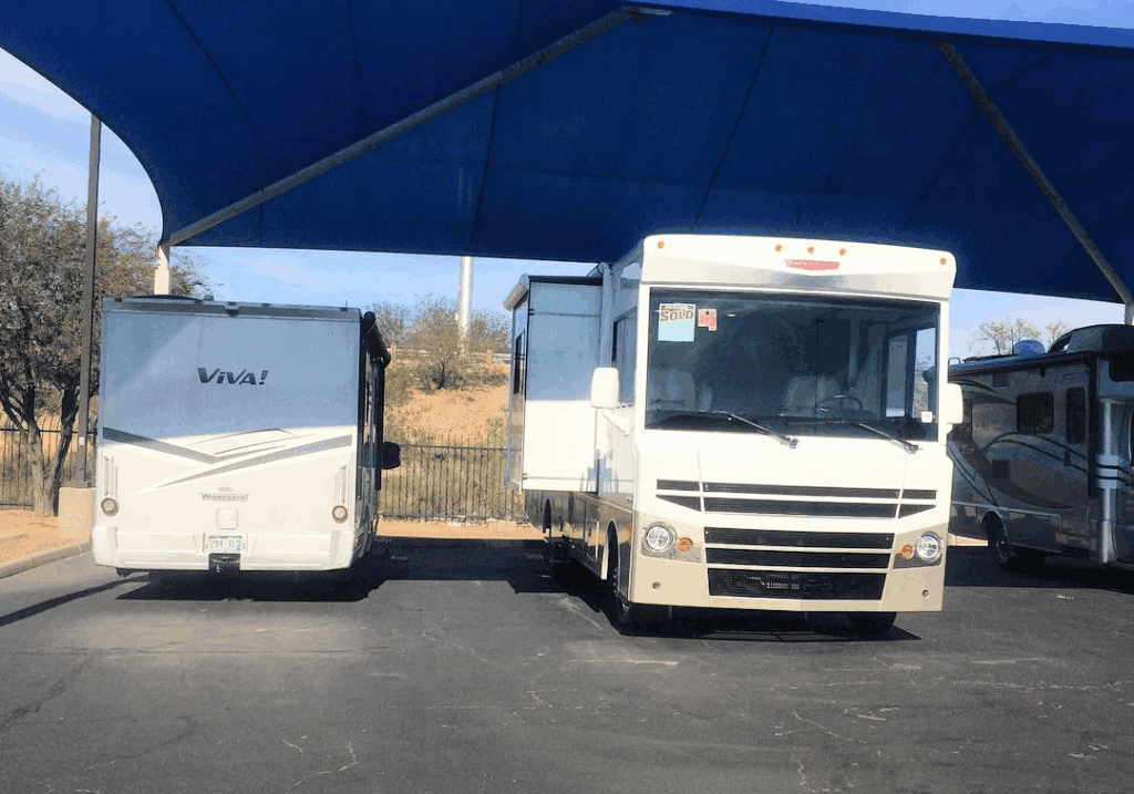 This is a picture from when we traded in our first RV and bought our second. The process was easy because we already knew we wanted another RV.